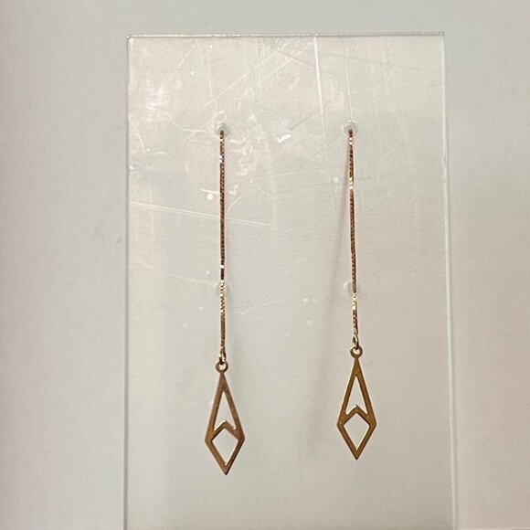 Rose gold threader dangle drop earrings 14KT EUC/rarely worn - Picture 5 of 7